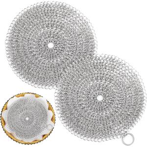Patelai 2 Pcs Stainless Steel Pie Weights for Baking Universal Fit Pie Weight for 7-10 Inch Pies Round Metal Pie Weights Chain Dishwasher Safe Durable for Blind Baking Dough Kitchen Cooking Pastry