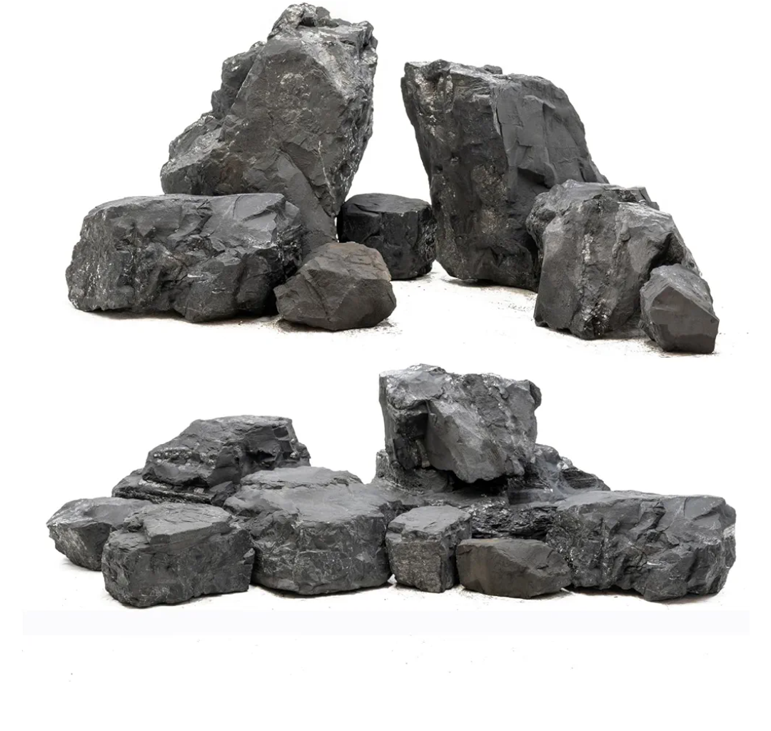 Unocho Aquarium Rocks 10lb Fish Tank Stones Black Rocks for Aquarium Aquascaping Fish Tank Decoration Reptile Basking Platforms Paludarium Bonsai Vivariums(3"7"7pcs)