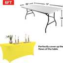 IVAPUPU 2 Pack 6FT Table Cloth for Rectangular Fitted Events Stretch Yellow Table Covers Washable Spandex Tablecloth Protector for Party, Wedding, Cocktail, Banquet, Festival, 6 Ft - 2 Pcs