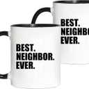 Best Neighbor Ever Mugs Set Housewarming Welcome Gift for Neighbors Co-Workers Friends Novelty Moving Away Mugs Neighbor Birthday Christmas Gift Idea Coffee Cup 11 oz 2-pack