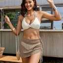 AJISAI Womens Halter Bikini Top Triangle V Neck Bathing Suit Top Low Impact Padded Sports Bra (Beige, M)