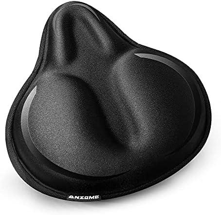 ANZOME Bike Seat Cushion, Wide Foam & Extra Soft Gel Exercise Bike Seat Cushion for Women Men Everyone, Compatible with Cruiser, Stationary Bike, Exercise Bike, Fit Wide 8.5-10in(Rain Cover Included)