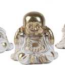 3pcs Buddha Statue Happy Laughing Buddha Figurine,Cute Small Monk Statues,Mini Maitreya Buddha,Car Dashboard and Shelf Decorations Buda,Minimalist for Desktop Ornament Home Decor (Sandstone)