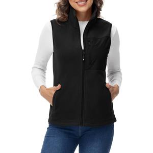 Rdruko Women's Fleece Vest Lightweight Warm Outerwear Sleeveless Jacket with 5 Pockets for Fall & Winter, Black, Size XXL