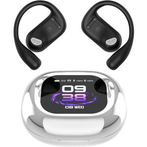 AI Translation Language Translator Earbuds - Souroyea Translation Open Ear Buds with Free App Supports 144 Languages Real Time Translating, 72H Play Time Charging Case Built in LCD Touch Screen