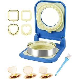 3-in-1 Uncrustable Sandwich Maker - Heart/Circle/Square Crustless Sandwich Cutter & Sealer for Kids' Lunch, Breakfast & Lunchboxes | BPA-Free Uncrustable Press,Easy Clean(3-Shape Blue)