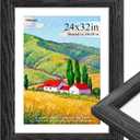 24x32 Poster frame Black, 1.57 Inch Wide Wood Grain Texture, Display Pictures 20x28 with Mat,24 x 32 Picture frame with Black Backing Horizontal or Vertical Wall