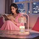 MEIXISUE Pink Candle Warmer Lamp with Timer and Dimmer,Mother's Day Gifts for Mom/Wife, Melt Wax Warmer Lamp with 2 Bulbs for Candle Jars House Warming New Home Decor