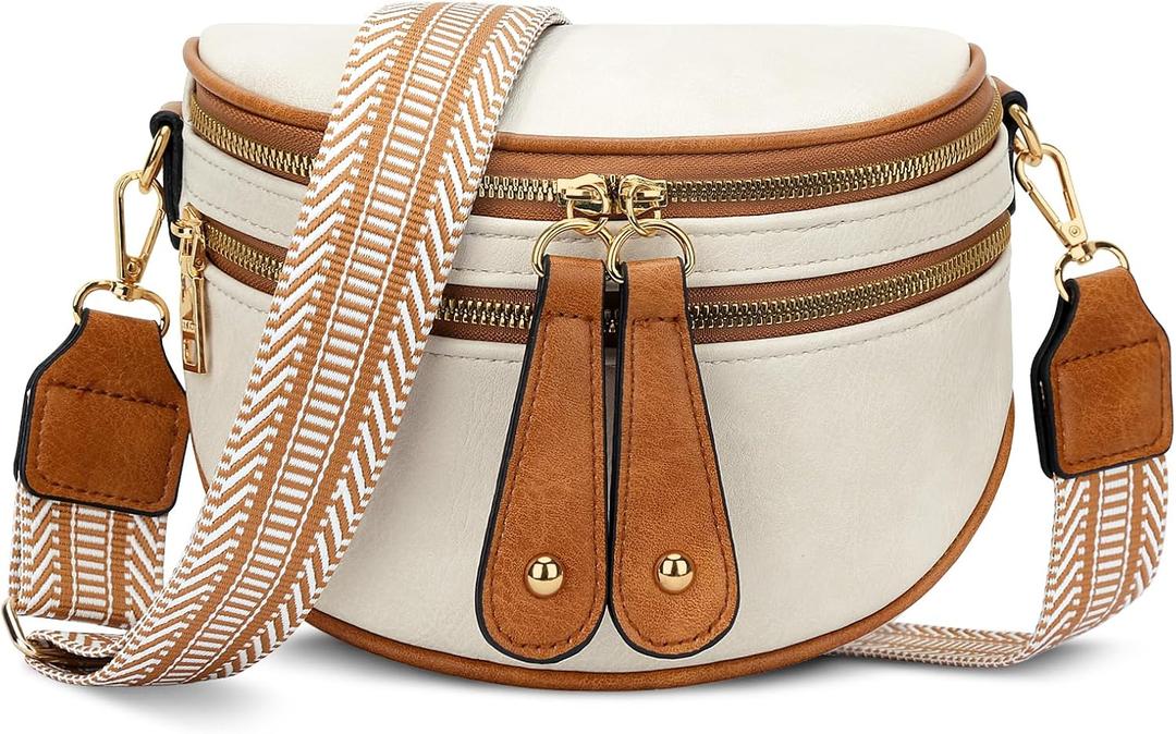 KKXIU Crossbody Sling Bag for Women Trendy Fanny Pack Vegan Leather Chest Bag | Trendy
