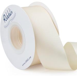 Ribbli Ivory Double Faced Satin Ribbon, 1-1/2 x Continuous 25 Yards, Use for Bows Bouquet, Gift Wrapping, Floral Arrangement, Wedding Decoration
