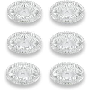 6Pcs Clear Glass Pillar Candle Holder Plates,4'' Round Glass Candle Plate,Candle Tray Plates for Dinning Wedding Party Table Centerpiece