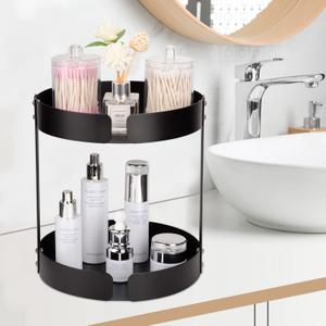2 Tier Bathroom Countertop Organizer, Stainless Steel Sink Storage Shelf, Waterproof and Rustproof, Premium Counter Rack Vanity Tray with Non-Slip Mat for Perfume, Makeup, Coffee
