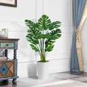 ASTIDY Artificial Monstera Deliciosa Plant 5FT - Faux Tropical Palm Tree with White Tall Planter - Fake Swiss Cheese Floor Plant Potted - Artificial Tree for Home Office Living Room Decor Indoor