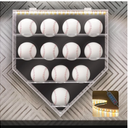 Acrylic Display Case for Baseball, Lighted Wall Mounted Shadow Box, LED Baseball Display Case Holder for Collectibles, UV Protected Memorabilia Autograph Display Box for 12 Balls, Black