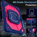 Auizotl Case for iPad (A16) 11th Generation 11 Inch (2025)/iPad 10th Generation 10.9 Inch (2022),360 Rotating Stand i Pad Case 10th Generation with Screen Protector Pencil Holder,Navy Pink
