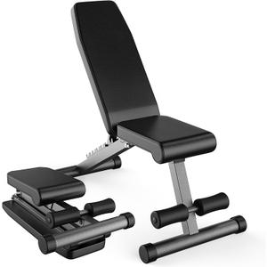 FF Finer Form 5-in-1 Weight Bench, Adjustable & Foldable for Bench Press, Strength Training and Full Body Workout, Perfect for Dumbbell Sets or an Adjustable Dumbbell Set in Your Home Gym, 35 x 14.2 x 11.2 in
