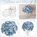 Hydrangea Flower in Mason Jars, 10 Set Flower Table Centerpieces Bulk Glass Flowers Vases Decor for Home Party Wedding Bridal Shower Graduation Boho Decorative(Dusty Blue)