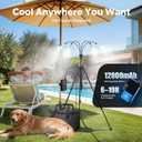 homenote Portable Standing Misting System – 12,000mAh Pump, 20L Bucket, 4.8FT Adjustable Tripod Base, Outdoor Cooling Misters for Backyard, Pool, Beach, Camping, Picnic, Greenhouse, Chicken Coop