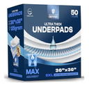 50 Pack Incontinence Bed Pads Disposable for Adults 125 Gram - 3XL 36" x 36" Super Absorbent Waterproof Bed Liner, Pee Pads for Adults - Chucks Pads