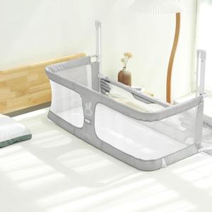 SISTINE Crib Side Bed, Bed Guard, Crib Side Sleeper, Sleeping Together Bedside, Cots Sleep Together, Cot Side by Side Sleeper. Infant/Boy/Girl/Co Sleeper for Baby in Bed, Gray (39.4"L x 19.7"W x 27.6"H, Light Grey)