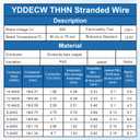 THHN Wire 3 Gauge 50 FT, 3 AWG Stranded OFC Copper Electrical Building Wire with Nylon Jacket PVC Insulation, Rated 600V for Residential, Industrial, CNC, Ground (3 Gauge, White)
