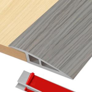 Vinyl-Door-Threshold Floor-Transition-Strips Self Adhesive 36 inch, Threshold 3/4''~4/5'', Transition-Strips for Doorways, Edge-Reducer for Door/Floor (Wood Grain Gray)