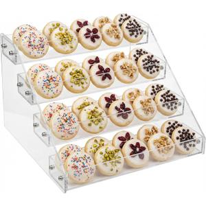 4 Tier Cookie Display Stand for Cookies Display, Suitable for Bakers & Vendors, Parties, Craft Fairs and Market Booths, Clear Acrylic Tiered Cookie Display Stand Applicable to Cupcakes, Dessert Display