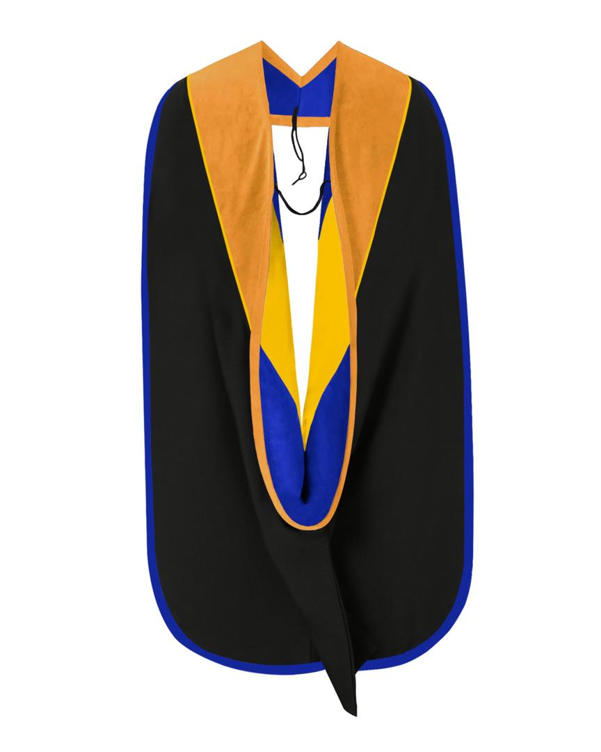 GraduationMall Graduation Doctoral Hood for Nursing PhD Degree Deluxe Doctorate Academic Hood With Gold Piping (Apricot Royal White) (Blue)