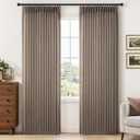 Linen Pinch Pleated Curtains 92 Inches Long for Living Room 2 Panel Set Cottage Core Flax Double Pleated Drapes Back Tab Floor to Ceiling Semi Sheer Curtains for Dining Bedroom Chocolate Brown