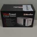 Mueller UltraToast Full Stainless Steel Toaster 4 Slice, Long Extra-Wide Slots for Bagels and Waffles, 6 Browning Levels, LED Display, Cancel/Defrost/Reheat Functions & Removable Tray, Kitchen Gadgets