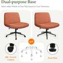 Orange Factory Criss Cross Chair Wheels Wide Cross Legged Office Desk Vanity Dual Base Comfy Fabric Armless Adjustable Swivel for Home Computer Task (Brown Dual Base, Fabric)