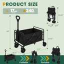 Collapsible Wagon with Wheels, 370lbs Weight Capacity Foldable Beach Wagon with Flexible Handle Portable Utility Wagon Cart for Outdoor, Grocery, Garden, Camping