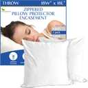 Throw Pillow Covers (Set of 2) - Square 18x18 Pillow Protectors Waterproof Hypoallergenic Dust Proof Zippered Encasement (18x18 Inch)