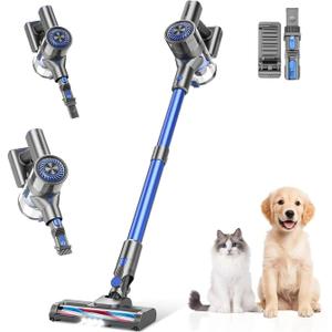 Cordless Vacuum Cleaner,Vacuum Cleaners for Home with Super Suction,Lightweight Stick Vacuum with 35 Mins Runtime,Rechargeable Cordless Vacuum for Carpet, Tile, Pet Hair, Hardwood Floors(Blue)