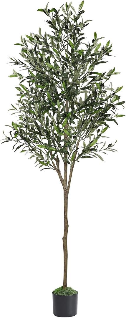 Alupssuc Olive Trees Artificial Indoor, 6FT Tall Faux Olive Tree with White Planter, Artificial Plants with Lifelike Fruits and Realistic Leaves for Modern Home Office Living Room Decor