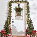 Christmas Door Hanger Basket Wreath, Artificial Hanging Basket Wreath for Front Door Norfolk Pine Wreathes with Red Berries & Pine Cones for Christmas Farmhouse Indoor Outdoor Decoration