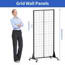2'x5.5' Ft Gridwall Panel Display Stands Heavy Duty Floor Standing Retail Display Rack with Triangle Base for Retail Art Show With 10 Hooks, Black