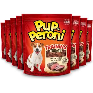 Pup-Peroni Dog Training Treats Made With Real Beef, 8 Bags (5.6 Oz. Each) | Slow cooked 2.5+ hours for a tender texture & rich, meaty taste. 24% protein. No fillers. No Red 40. (EXP 11/12/26)