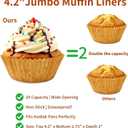 Cupcake Liners & Muffin Liners - JUMBO, NON STICK, THICK Parchment Paper For Baking Muffins - Big Giant Extra Large XL Size, Heavy Duty, Tall Unbleached Natural Brown Cup Cake Holders Wrappers