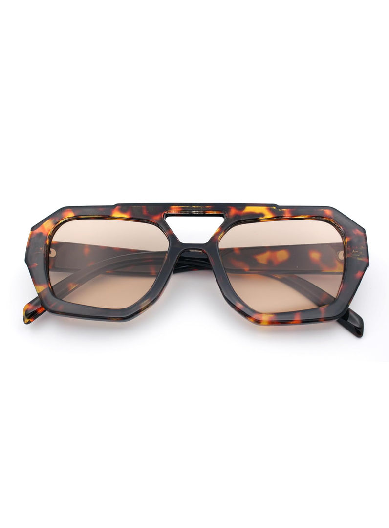 SA106 Hipster Octagonal Geometric Bold Rectangular Retro Plastic Racer Sunglasses