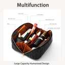 Makeup Bag,Travel Makeup Bag,Toiletry Bag Cosmetic Bag for Women,Lay Flat Makeup Bag, Upgrade Make Up Organizer Waterproof Portable with Divider and Handle(Stylish Black), HZB-M-2309Wheat