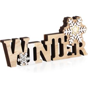 Christmas Desktop Decoration Glowing Light Winter Snowflake Decor for Home Office Living Room, Timber Standing Ornament 10. 6 Inch