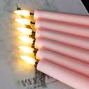 Eywamage Short Pink Flameless Taper Candles with Remote, Flickering Spring Easter Battery LED Wax Candlesticks Set of 6