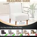 Teddy Wool Armless Accent Chair Cover Heavy-duty Soft Plush Armless Chair Slipcover Accent Chairs Covers without Arms Warm Fuzzy Slipper Chairs Slipcover for Living Room/Bedroom/Hotel Decor (White, 1)
