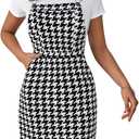 Milumia Women's Houndstooth Print Adjustable Straps Short Overall Dresses (Black and White) S