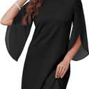 RUMIA Womens Cocktail Dresses Flutter Sleeve Wedding Guest Dresses for Women 2026 Trendy (Black, XL)