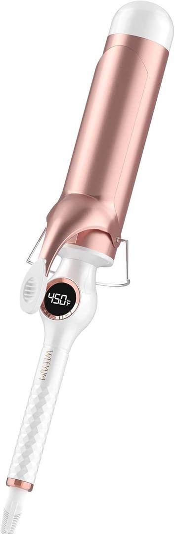 Large Curling Iron 2 Inch Barrel, Long Barrel Curling Wand for Hair, Ceramic Tourmaline Hair Styling Tool, Double Voltage, White