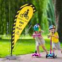 Newwiee 2 Pack Kids at Play Flag Banner Flag Safety Sign with Fiberglass Poles and Weighted Base Slow Sign for Streets, Yards and Driveways(Yellow)