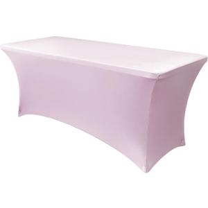 Obstal Spandex Table Cover 6ft Fitted Tablecloth Rectangular - Stretch Rectangle Folding Table Cloth for Birthday Party Wedding Banquet, Light Pink, 72L x 30W Inch