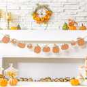 8.2 ft Fall Decorations Wooden Polka Dot Pumpkin Garland Thanksgiving Fall Banner Rustic Farmhouse Wood Bead Garland Halloween Pumpkin Hanging Decor for Fireplace Mantel Wall Home Window (Orange)